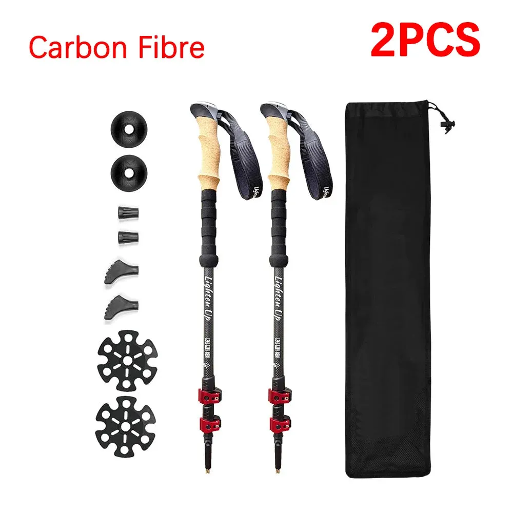 Telescopic Carbon Fiber Trekking Poles: Collapsible Lightweight Walking and Hiking Sticks (2pcs)