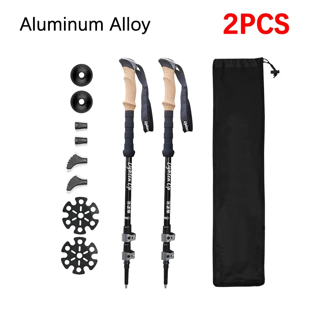 Telescopic Carbon Fiber Trekking Poles: Collapsible Lightweight Walking and Hiking Sticks (2pcs)