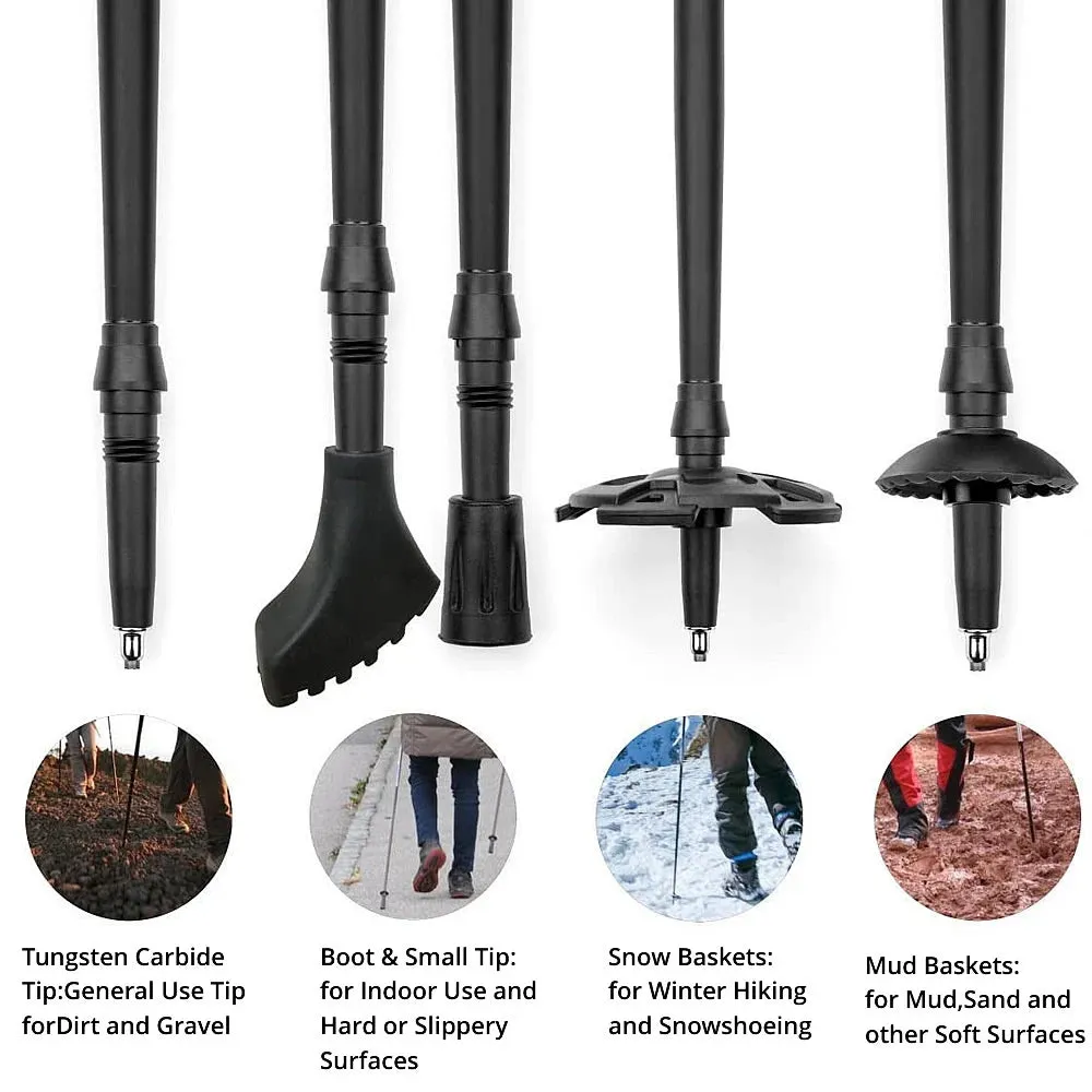 Telescopic Carbon Fiber Trekking Poles: Collapsible Lightweight Walking and Hiking Sticks (2pcs)