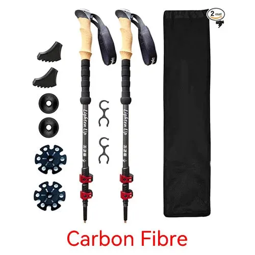 Telescopic Carbon Fiber Trekking Poles: Collapsible Lightweight Walking and Hiking Sticks (2pcs)