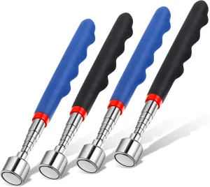 Telescoping Magnetic Pickup Tool 20 Lbs Magnet Extension Tool Telescoping 30 Inch Extendable Stick Gadget for Men Suitable for Birthday Father's Day Christmas(Blue and Black,4 Pieces)