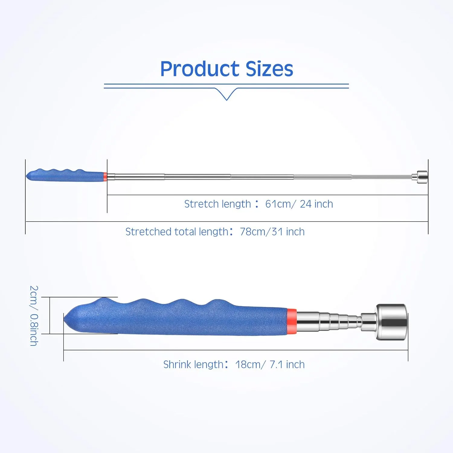 Telescoping Magnetic Pickup Tool 20 Lbs Magnet Extension Tool Telescoping 30 Inch Extendable Stick Gadget for Men Suitable for Birthday Father's Day Christmas(Blue and Black,4 Pieces)