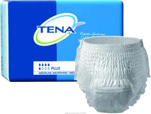 TENA Protective Underwear, Plus Absorbency, Prtv Undrwr pl Med, (72/cs), White, Medium