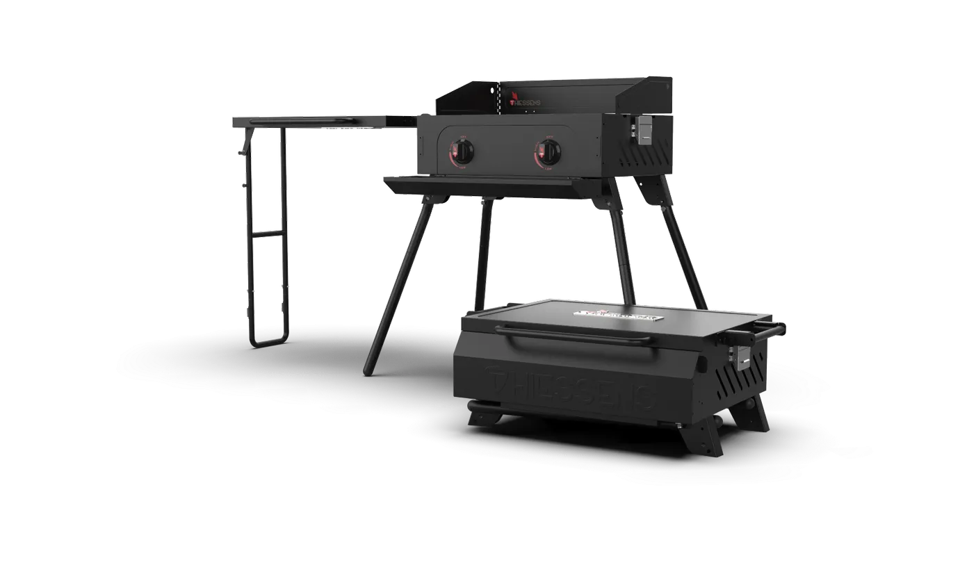 Thiessens 2-Burner Portable Camp Stove with Folding Prep Station