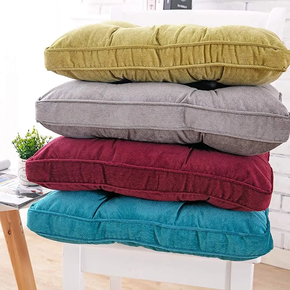 Tiita Dining Chair Seat Cushions 18x18 Inch Office Chair Pads Square Floor Pillows Pad for Outdoor Kitchen Dining Chairs with Ties Set of 4 (Blue)