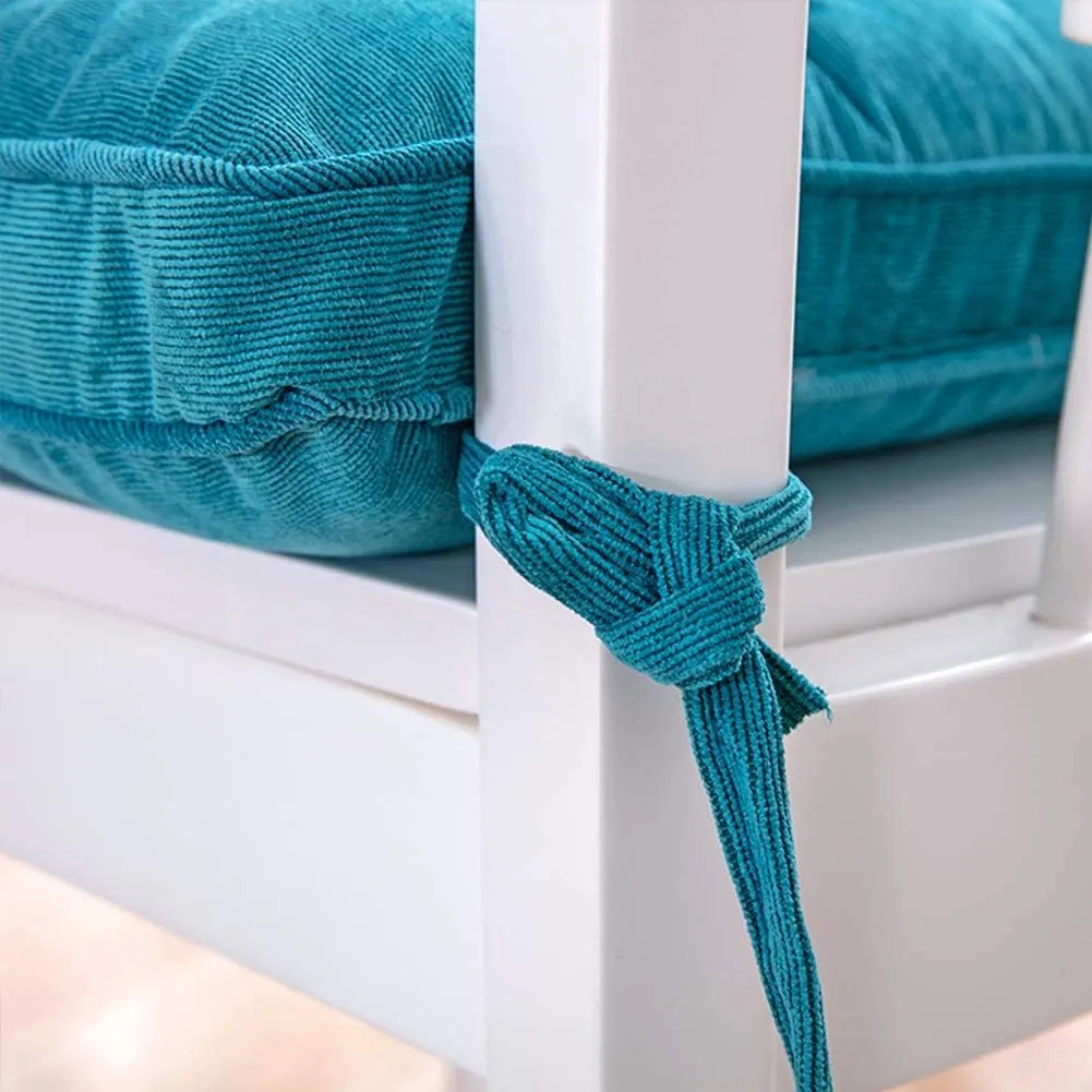 Tiita Dining Chair Seat Cushions 18x18 Inch Office Chair Pads Square Floor Pillows Pad for Outdoor Kitchen Dining Chairs with Ties Set of 4 (Blue)