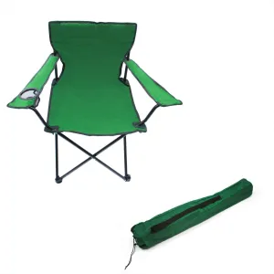 Trademark Innovations Folding Outdoor Beach Camp Chair, 18" L x 31" W x 32" H, Dark Green