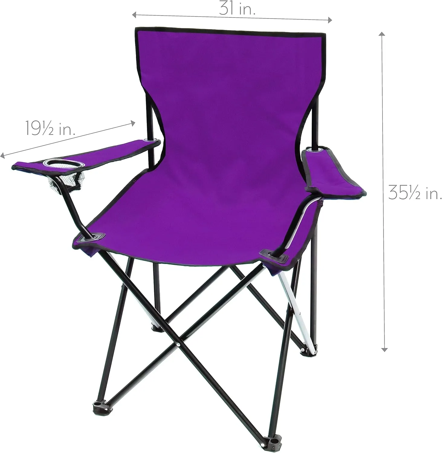 Trademark Innovations Folding Outdoor Beach Camp Chair, 18" L x 31" W x 32" H, Purple