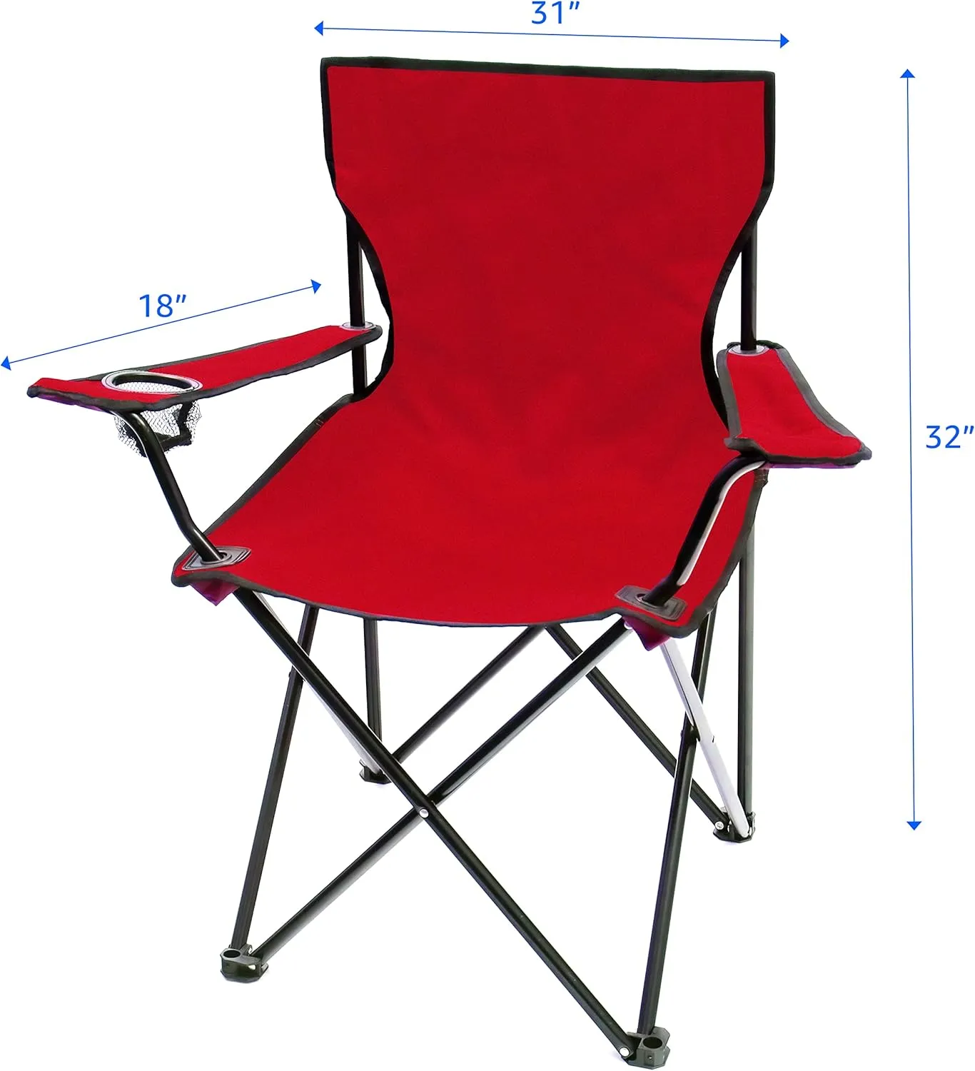 Trademark Innovations Folding Outdoor Beach Camp Chair, 18" L x 31" W x 32" H, Red