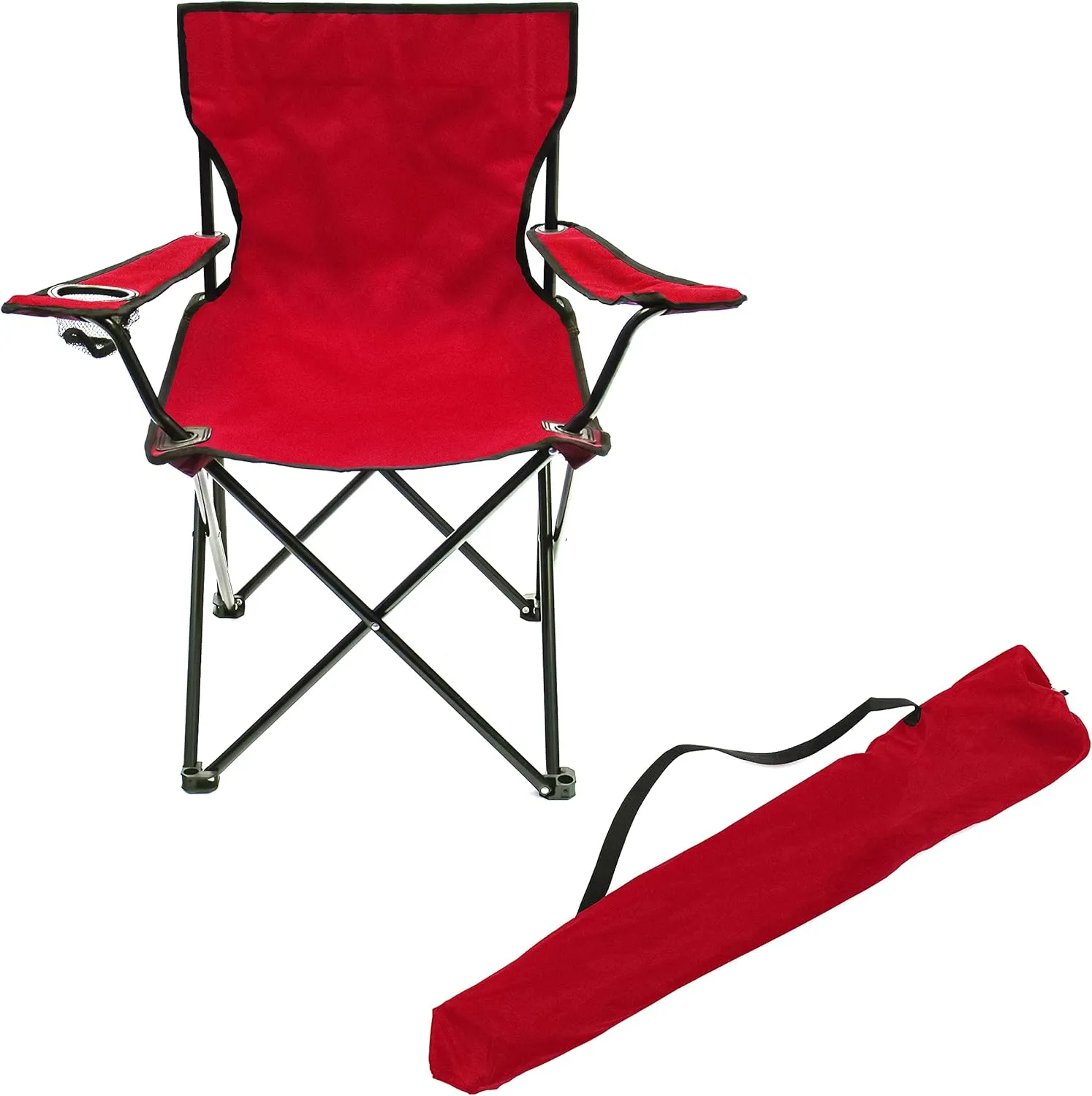 Trademark Innovations Folding Outdoor Beach Camp Chair, 18" L x 31" W x 32" H, Red