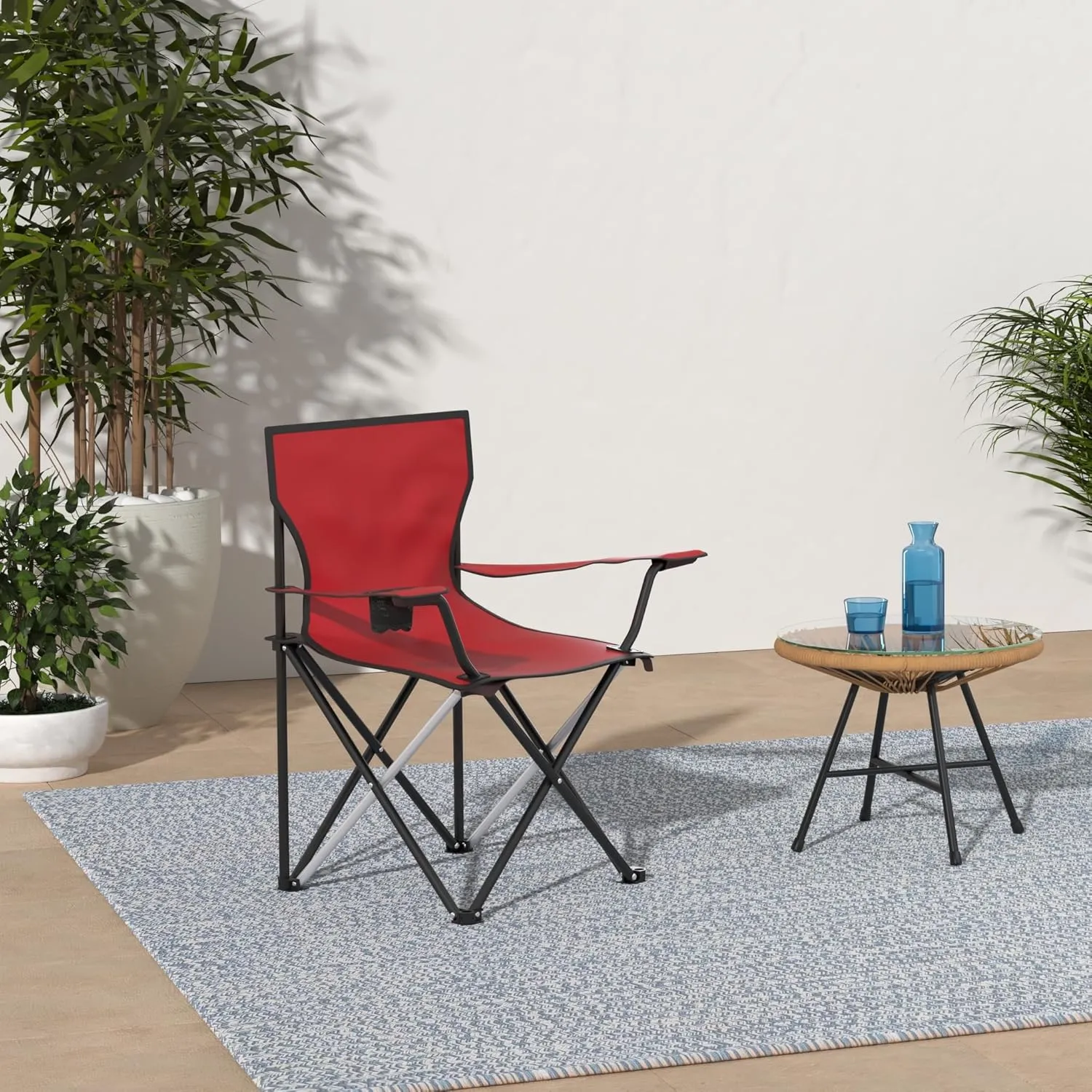 Trademark Innovations Folding Outdoor Beach Camp Chair, 18" L x 31" W x 32" H, Red