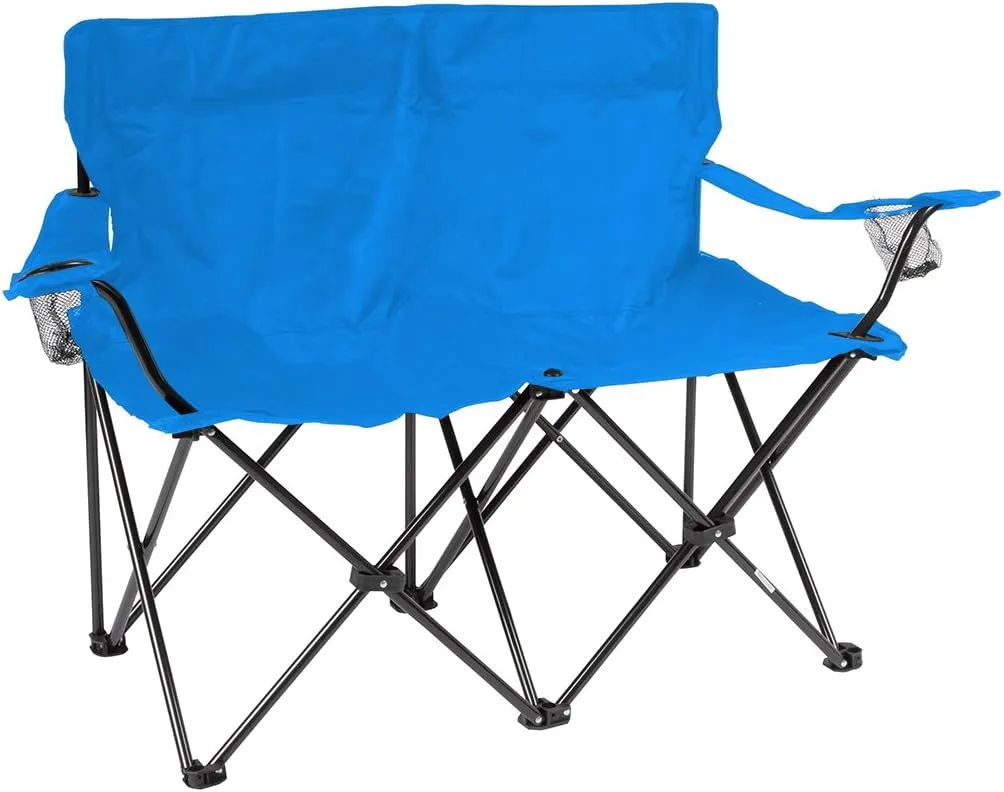 Trademark Innovations Loveseat Style Double Camp Chair, 40" L x 22" W x 31.5" H, Blue