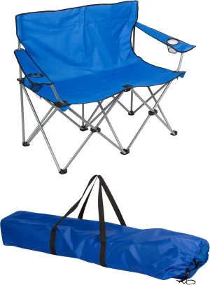 Trademark Innovations Loveseat Style Double Camp Chair, 40" L x 22" W x 31.5" H, Blue