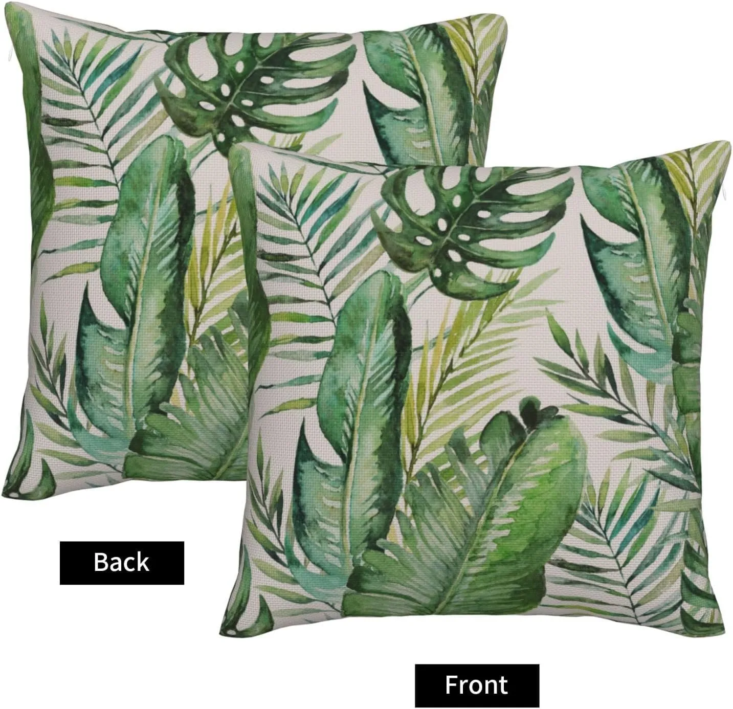 Tropical Leaves Throw Pillow Covers 18x18 Set of 2 Green Leaves Decorative Pillow Covers Plants Outdoors Pillowcase Cushion Case Farmhouse Home Decor for Sofa Couch Bed Bedroom
