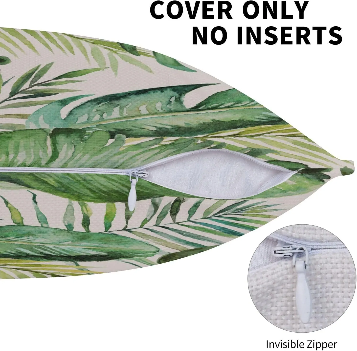 Tropical Leaves Throw Pillow Covers 18x18 Set of 2 Green Leaves Decorative Pillow Covers Plants Outdoors Pillowcase Cushion Case Farmhouse Home Decor for Sofa Couch Bed Bedroom