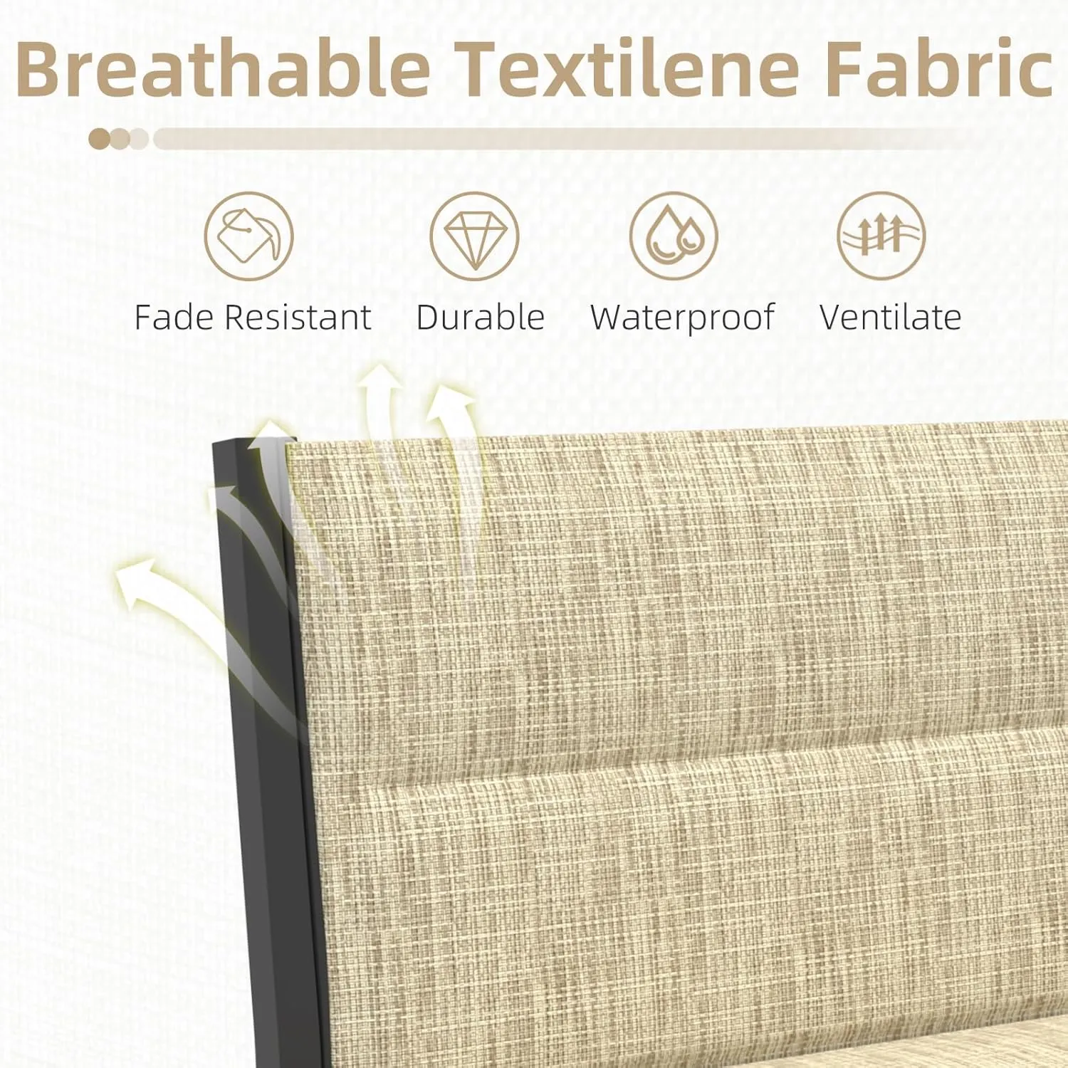U-MAX 7 Pieces Patio Furniture Set, Cotton-Filled Textilene Fabric Outdoor Conversation Sets with Coffee Table, Outdoor Sectional Furniture for Garden, Backyard, Balcony, Lawn (Yellow)
