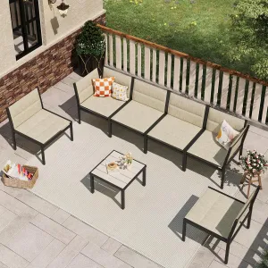 U-MAX 7 Pieces Patio Furniture Set, Cotton-Filled Textilene Fabric Outdoor Conversation Sets with Coffee Table, Outdoor Sectional Furniture for Garden, Backyard, Balcony, Lawn (Yellow)