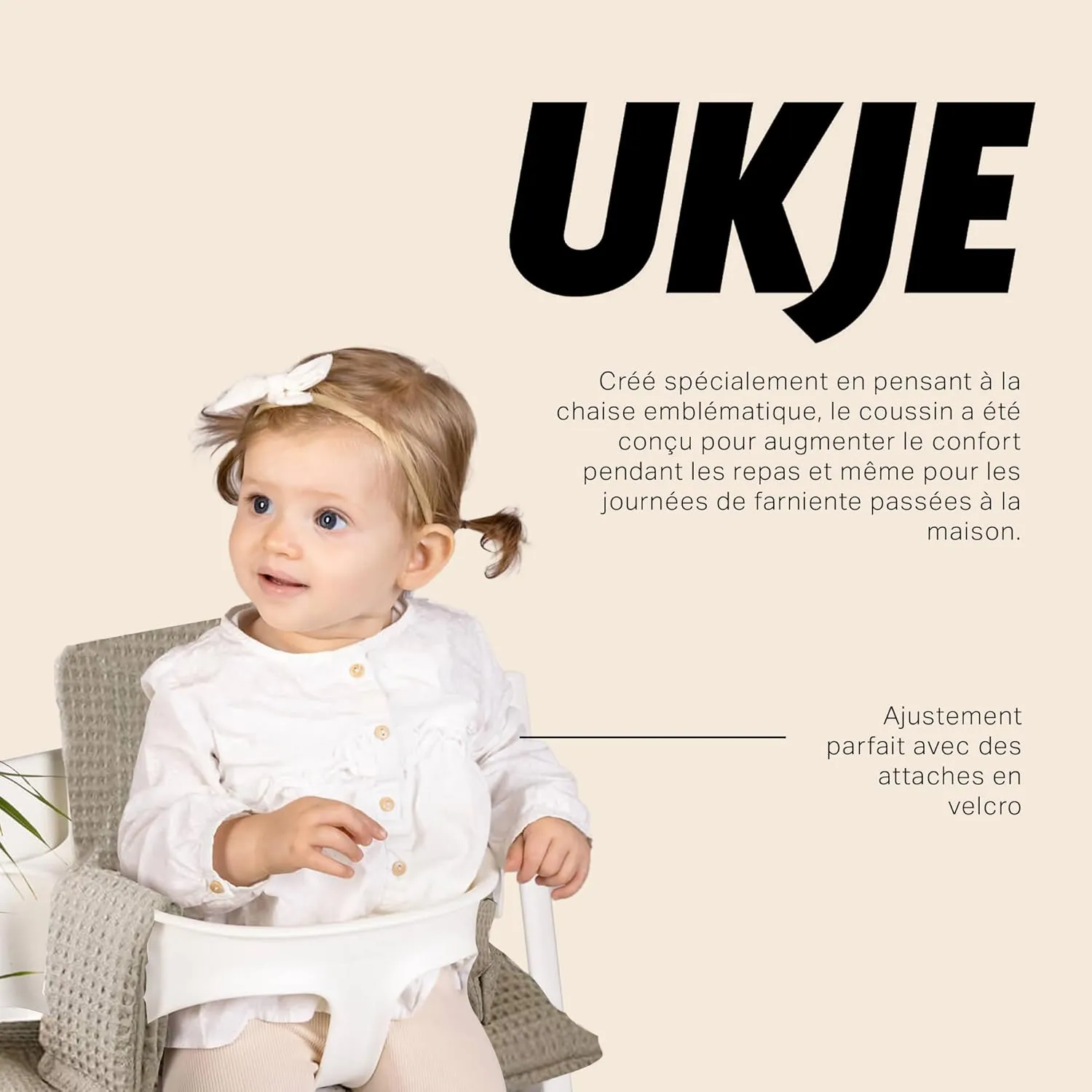 UKJE | Cushion Compatible with Stokke Tripp Trapp | Beige Cushion for Tripp Trapp High Chair l Seat Cover Compatible with Stokke Tripp Trapp Baby Chair l Seat Cushion Made in Europe