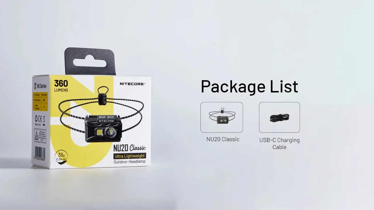 Ultra Lightweight Waterproof Headlamp 360 Lumens USB-C Rechargeable