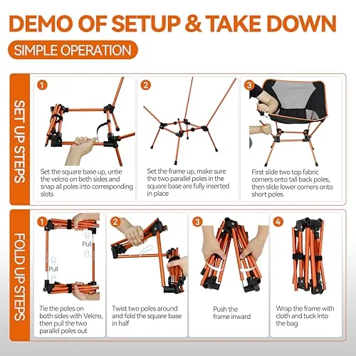 Ultralight Folding Camping Chair,Heavy Duty Portable Compact for Outdoor Camping