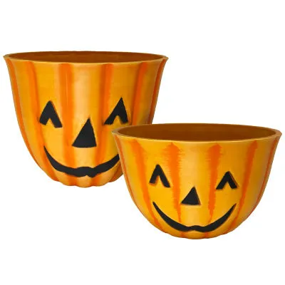Urban Gardener Jack-O-Lantern Fiber Clay Pots, 12", 2 Pack
