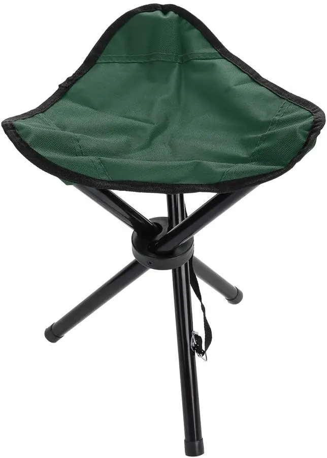 VBESTLIFE Portable Folding Tripod Chair, Oxford Cloth Steel Tube Camping Chair for Outdoor Camping Hiking Fishing Picnic BBQ Travel