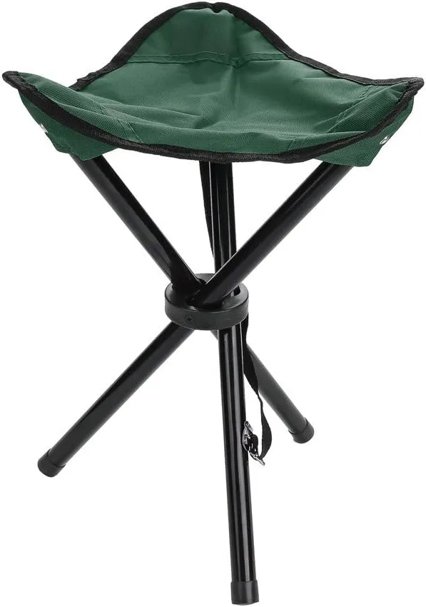 VBESTLIFE Portable Folding Tripod Chair, Oxford Cloth Steel Tube Camping Chair for Outdoor Camping Hiking Fishing Picnic BBQ Travel