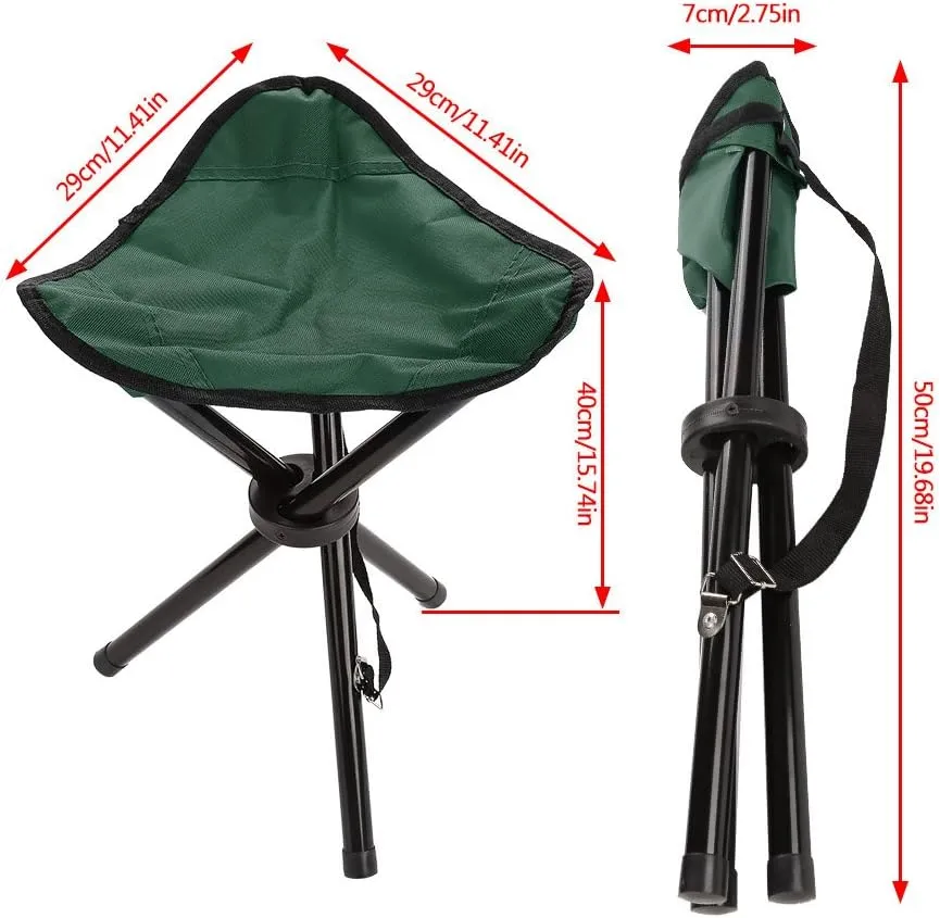 VBESTLIFE Portable Folding Tripod Chair, Oxford Cloth Steel Tube Camping Chair for Outdoor Camping Hiking Fishing Picnic BBQ Travel