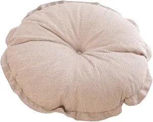 vctops Boho Soft Round Floor Pillow Cushion with Ruffles, Cotton Linen Print Chair Pad Tatami for Meditation, Yoga, Living Room, Balcony (Beige,18"x18"x5")