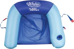 Wahu Float Connex Aqua Pool Seat with Connex Clips, Cupholder, and Inflate Valve, Inflatable Pool Float Chair for Adults and Kids Ages 8 , Blue/Light Blue
