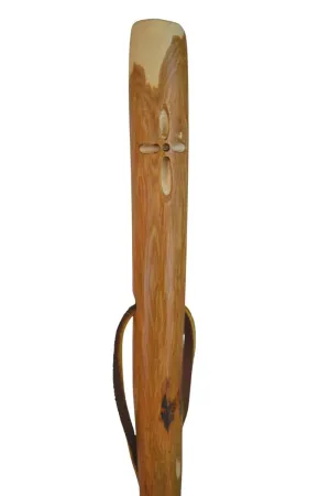Walking Stick with Cross Carving on Hardwood Staff - Christian Hiking Stick - Up to 60" by Creation Carvings