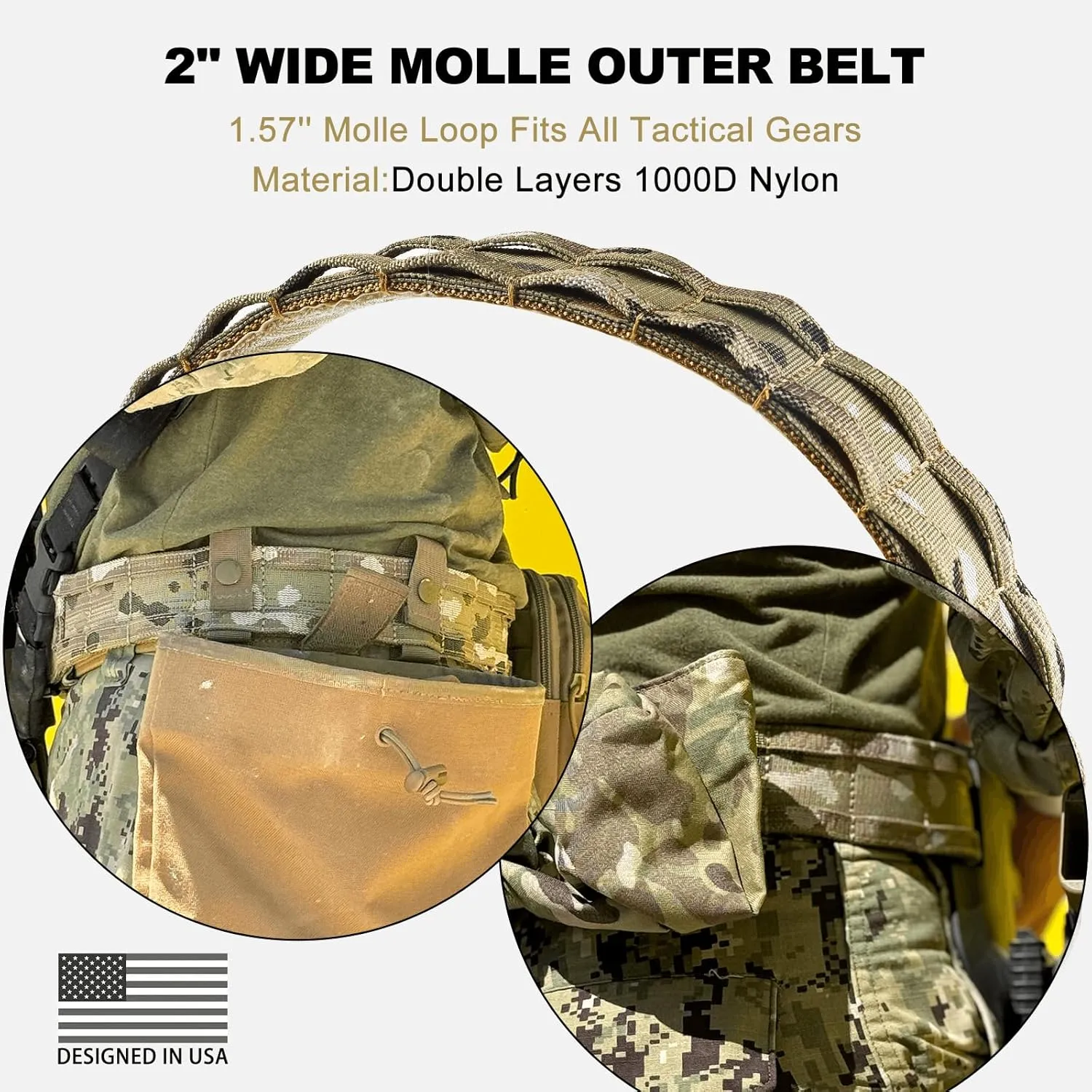 WarBull Tactical Battle Molle Belt, 2'' Quick Release Gun Belt w/Secure Locking, 1.57'' EDC Inner Belt, Duty Combat Belt