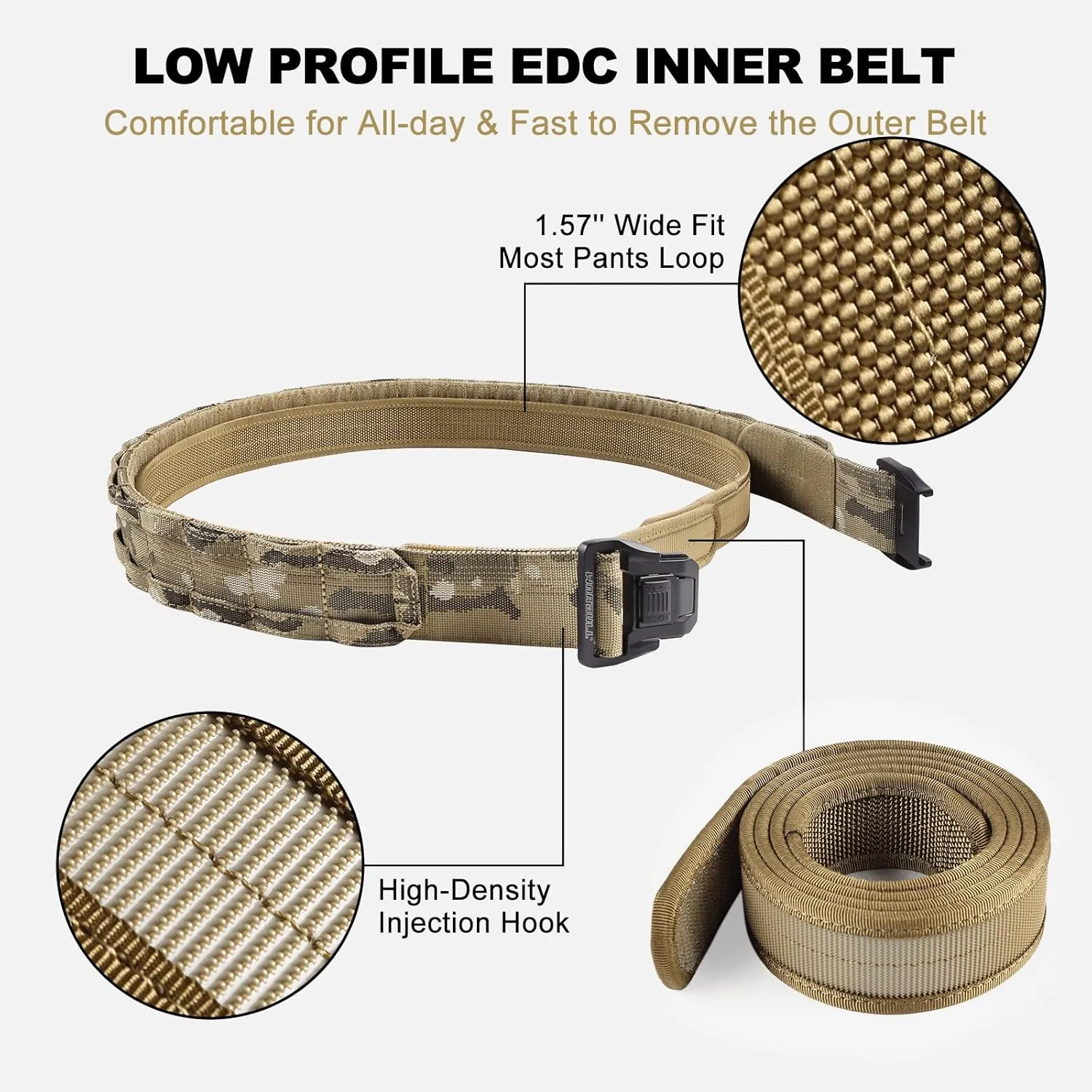 WarBull Tactical Battle Molle Belt, 2'' Quick Release Gun Belt w/Secure Locking, 1.57'' EDC Inner Belt, Duty Combat Belt