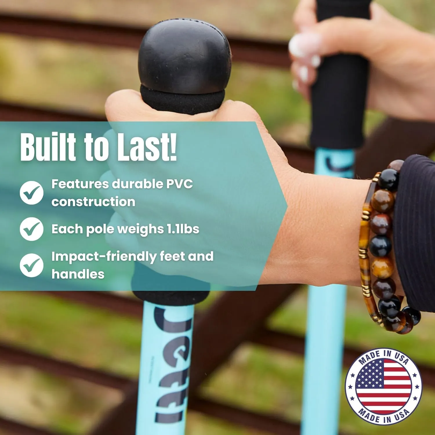Weighted Walking Sticks for Seniors, Women & Men – 1.2lb Each Ergonomic Hiking Poles for Balance, Posture & Stability – Durable Trekking Poles for Walking