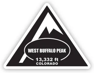 West Buffalo Peak Sticker Decal - Self Adhesive Vinyl - Weatherproof - Made in USA - Colorado Summit Peak Mountaineering Hiking - 22" x 16.82"