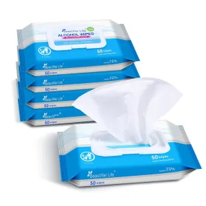 Wet Wipes - Hand Sanitizer Wipes with Aloe and Vitamin E for Men, Women, & Kids - Eliminates 99.99% of Microbes (4 Pack x 50 Wipes)