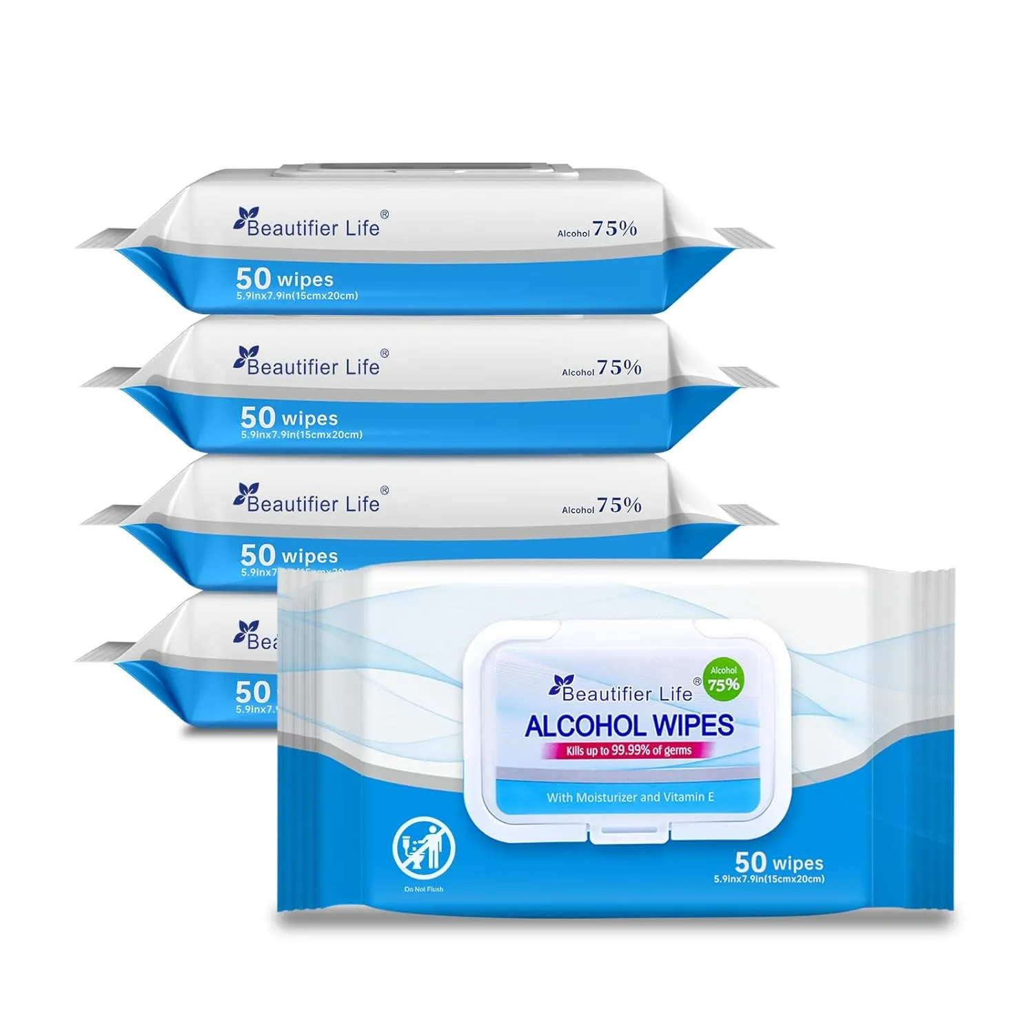 Wet Wipes - Hand Sanitizer Wipes with Aloe and Vitamin E for Men, Women, & Kids - Eliminates 99.99% of Microbes (4 Pack x 50 Wipes)
