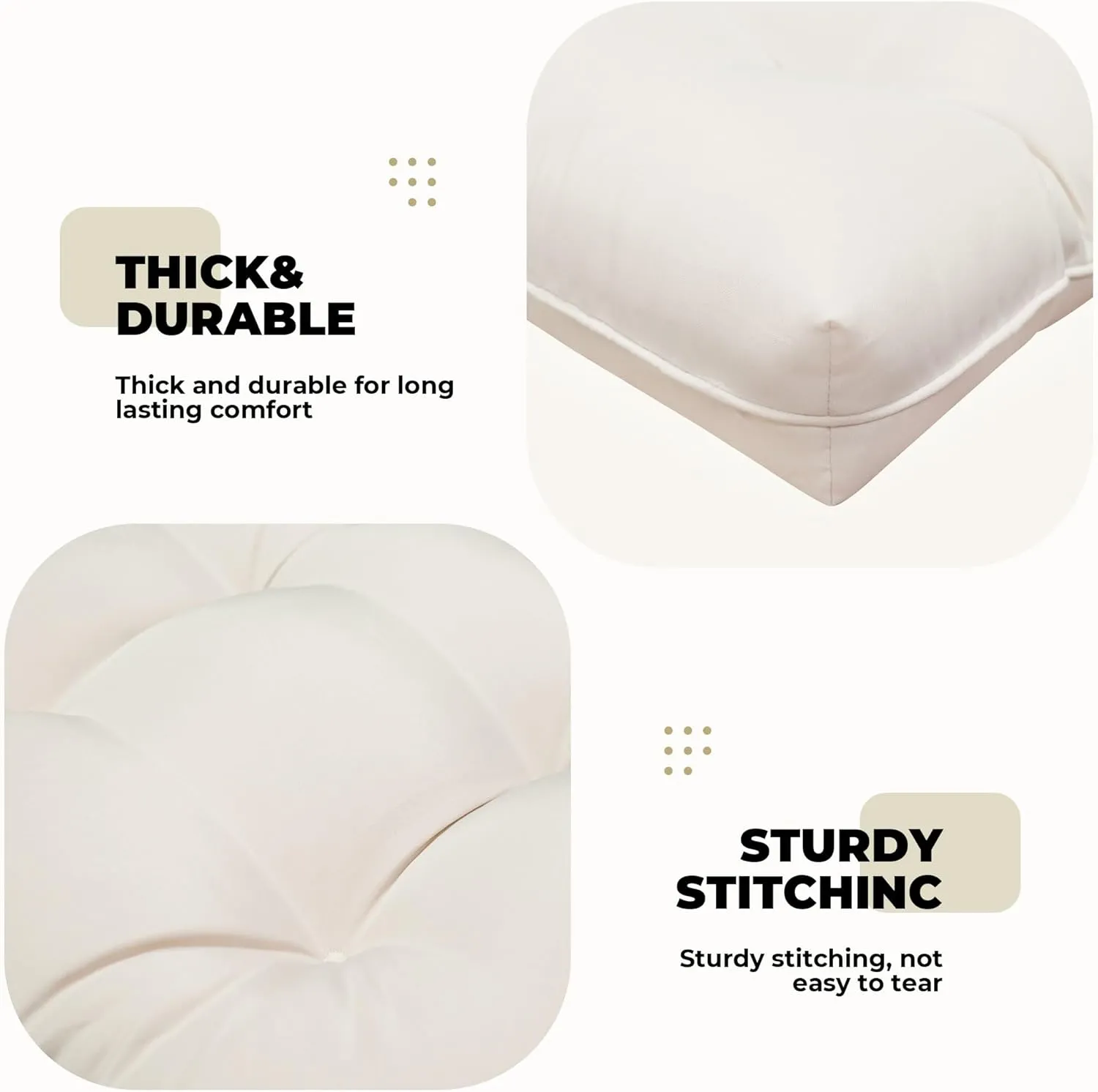Wicker Chair Cushions, Waterproof Outdoor Loveseat Cushions for Patio Furniture, 3 Pieces Wicker Furniture Cushions, 1 Loveseat and 2 U-Shaped Cushions, Cream