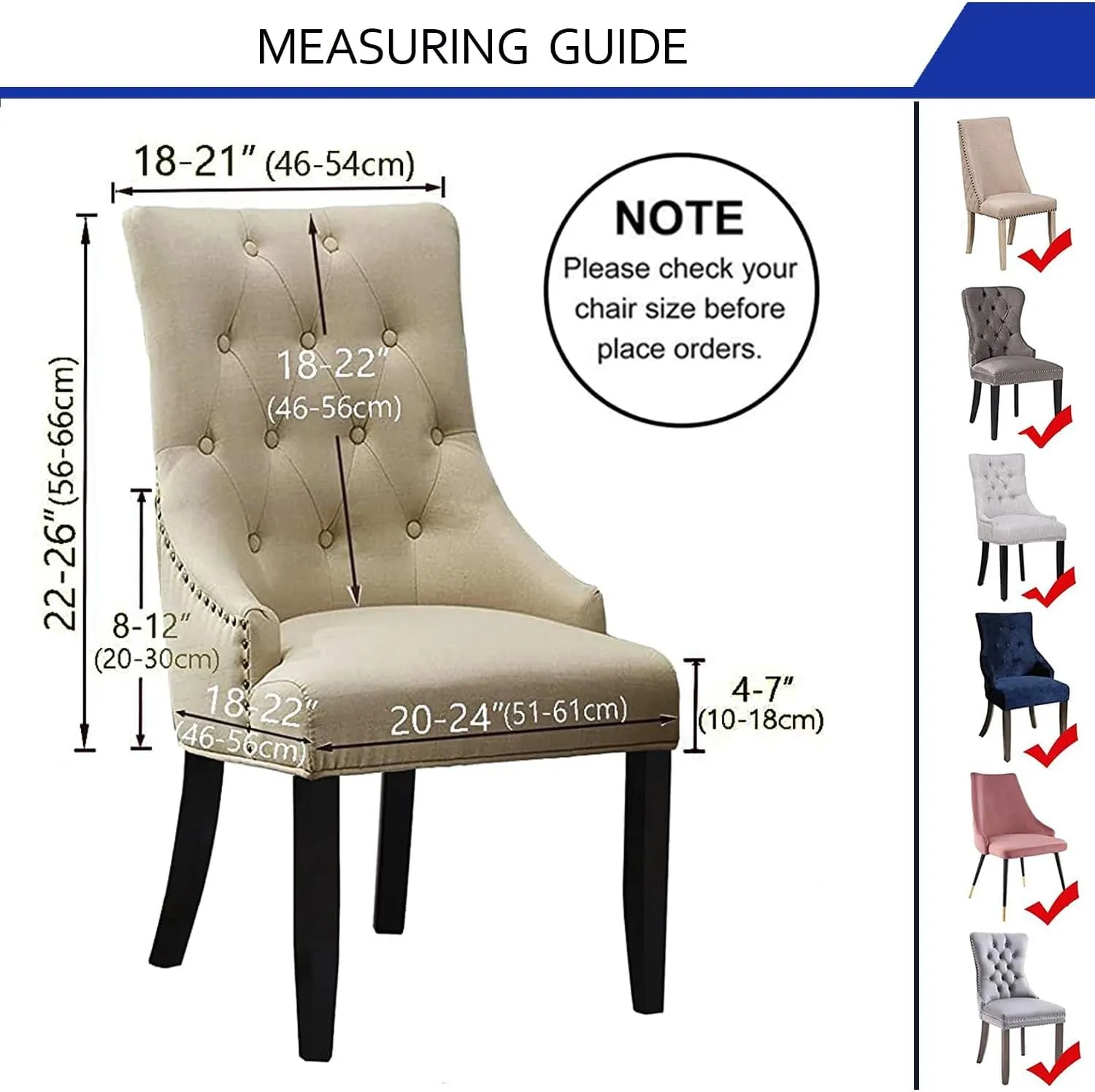 Wingback Side Chair Cover Stretch Dining Chair Covers Slipcovers Reusable Sloping Arm Chair Protector Cover Washable Upholstered Arm Dining Chair Cover for Dining Room Banquet Home Decor(A-black,6PCS)