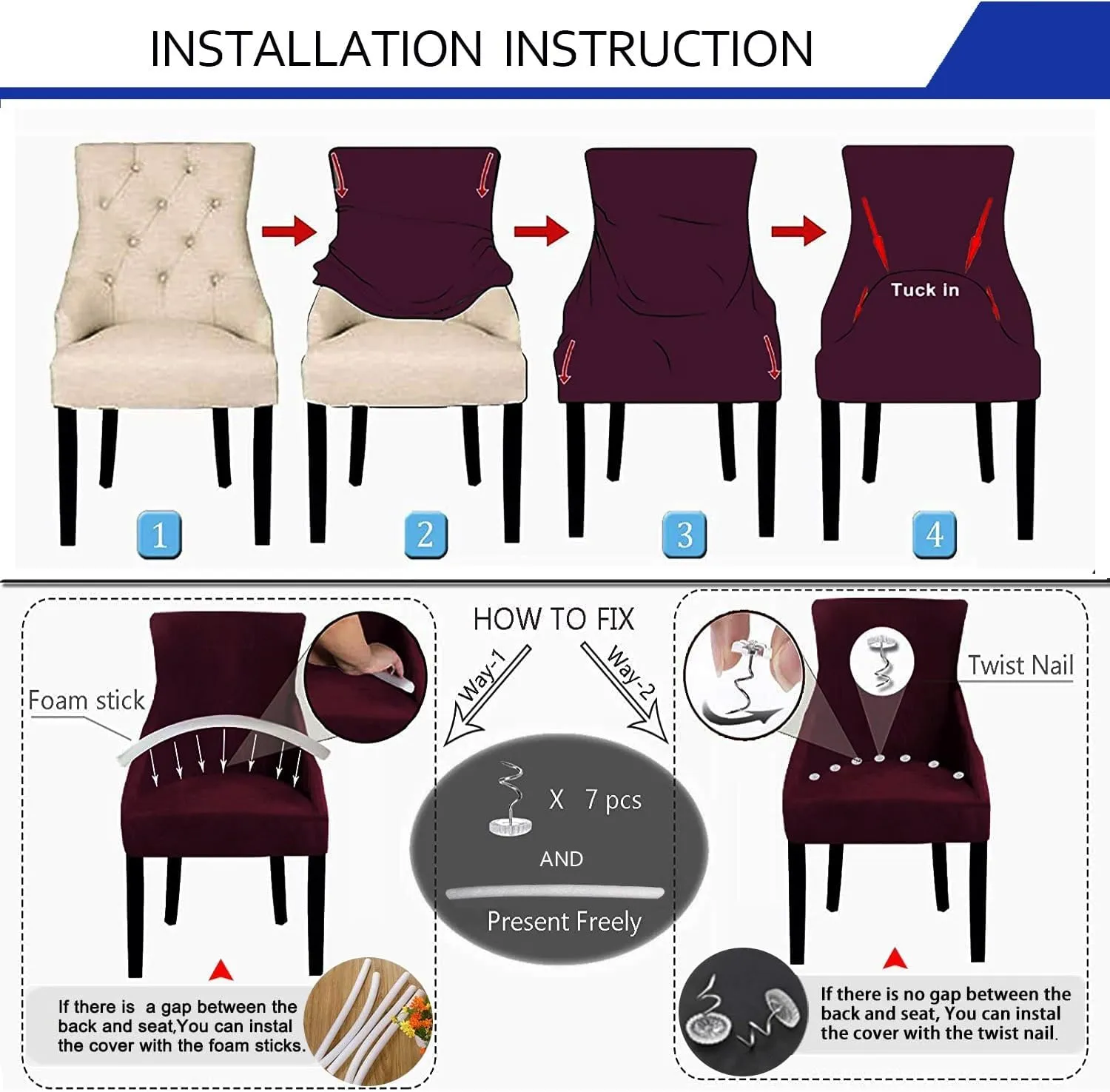 Wingback Side Chair Cover Stretch Dining Chair Covers Slipcovers Reusable Sloping Arm Chair Protector Cover Washable Upholstered Arm Dining Chair Cover for Dining Room Banquet Home Decor(A-black,6PCS)
