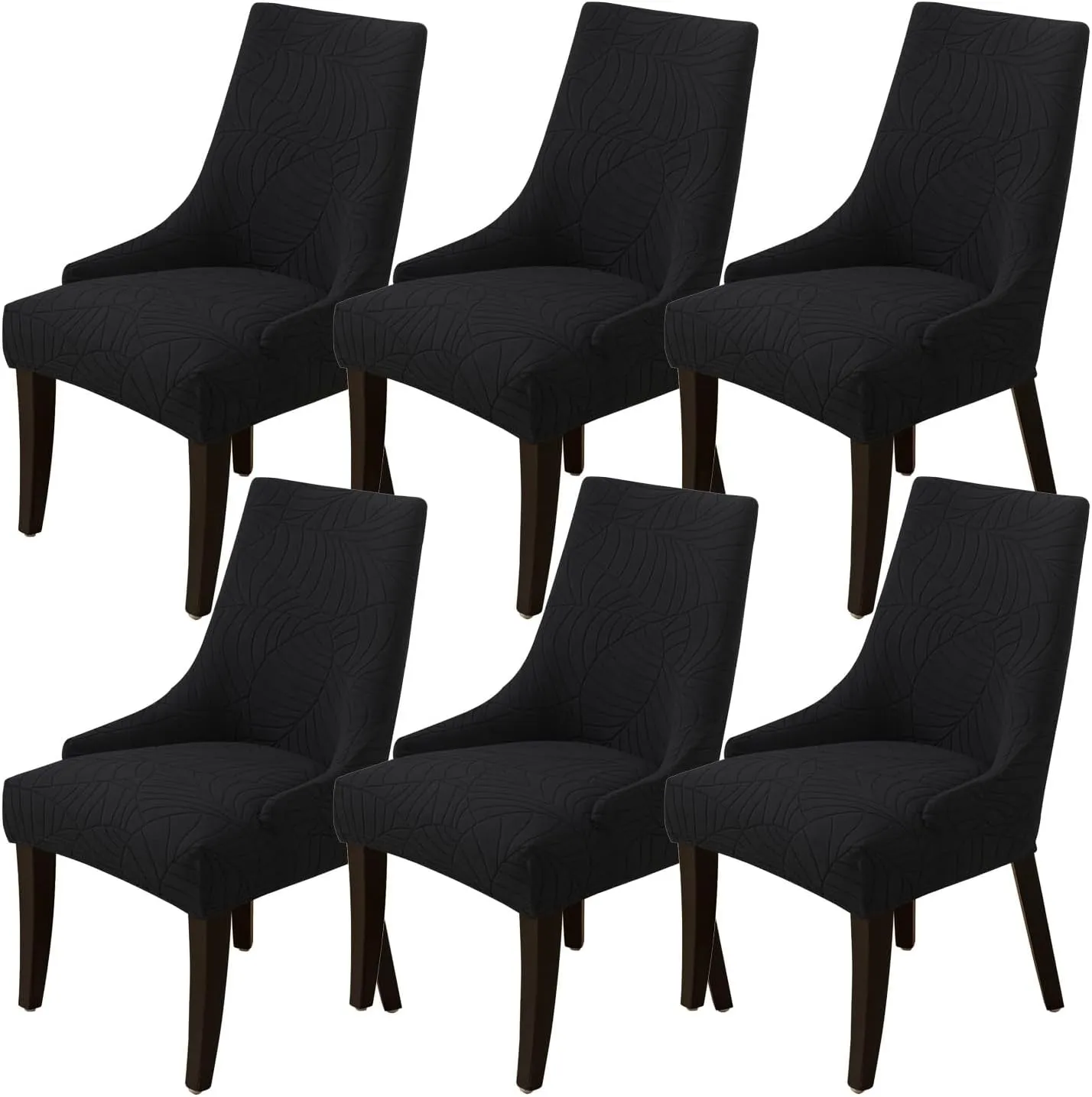 Wingback Side Chair Cover Stretch Dining Chair Covers Slipcovers Reusable Sloping Arm Chair Protector Cover Washable Upholstered Arm Dining Chair Cover for Dining Room Banquet Home Decor(A-black,6PCS)