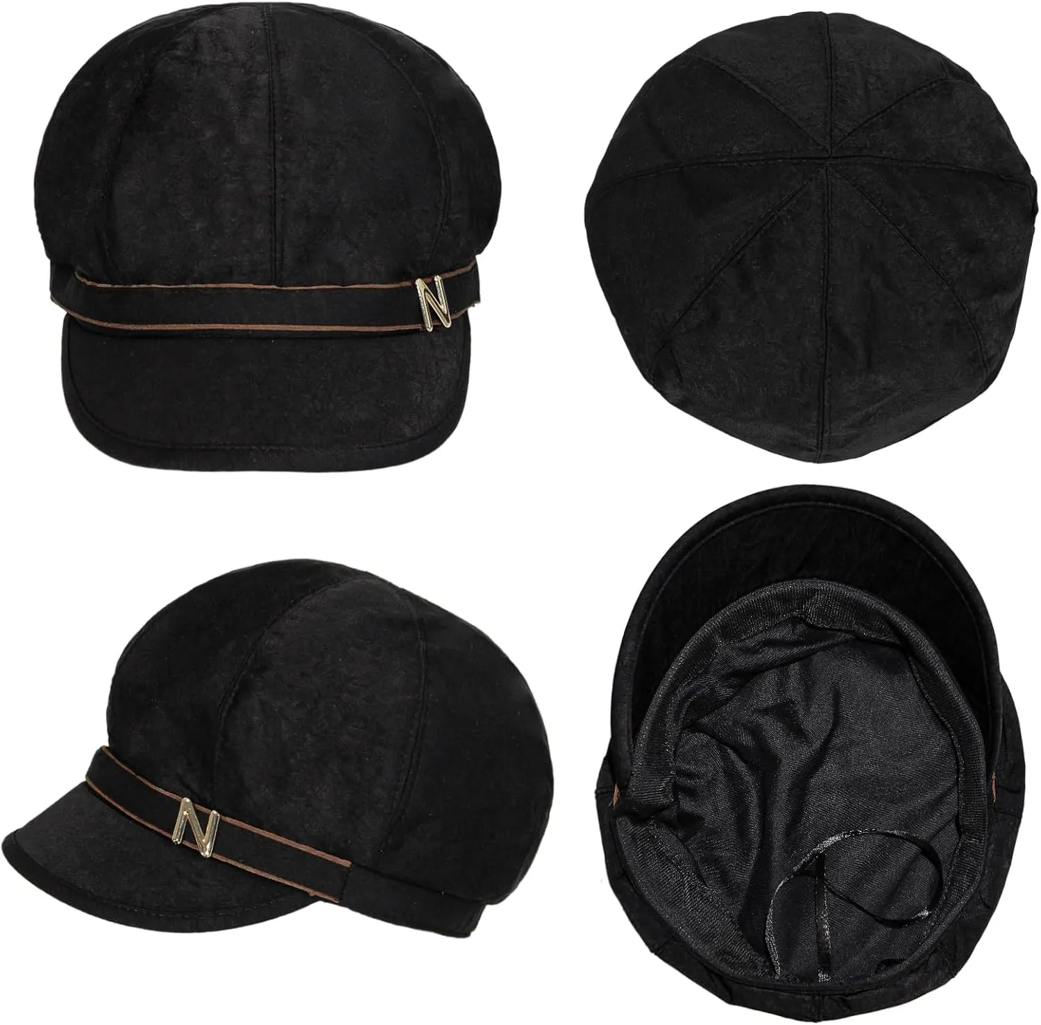 Women Retro Classic Visor Newsboy Cabbie Cap Beret Hats with Flower Buckle for Woman Ladies