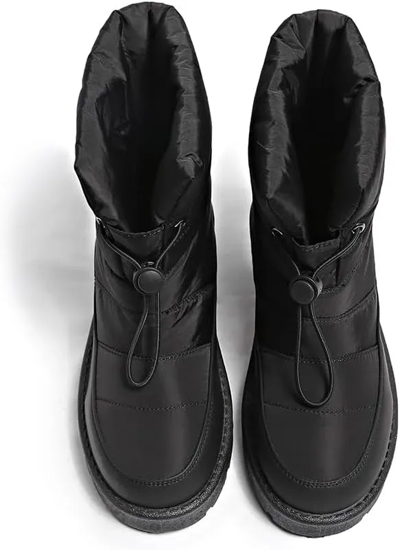 Women's Waterproof Mid-Calf Snow Boots Non-Slip Lace-up Winter Combat Boots