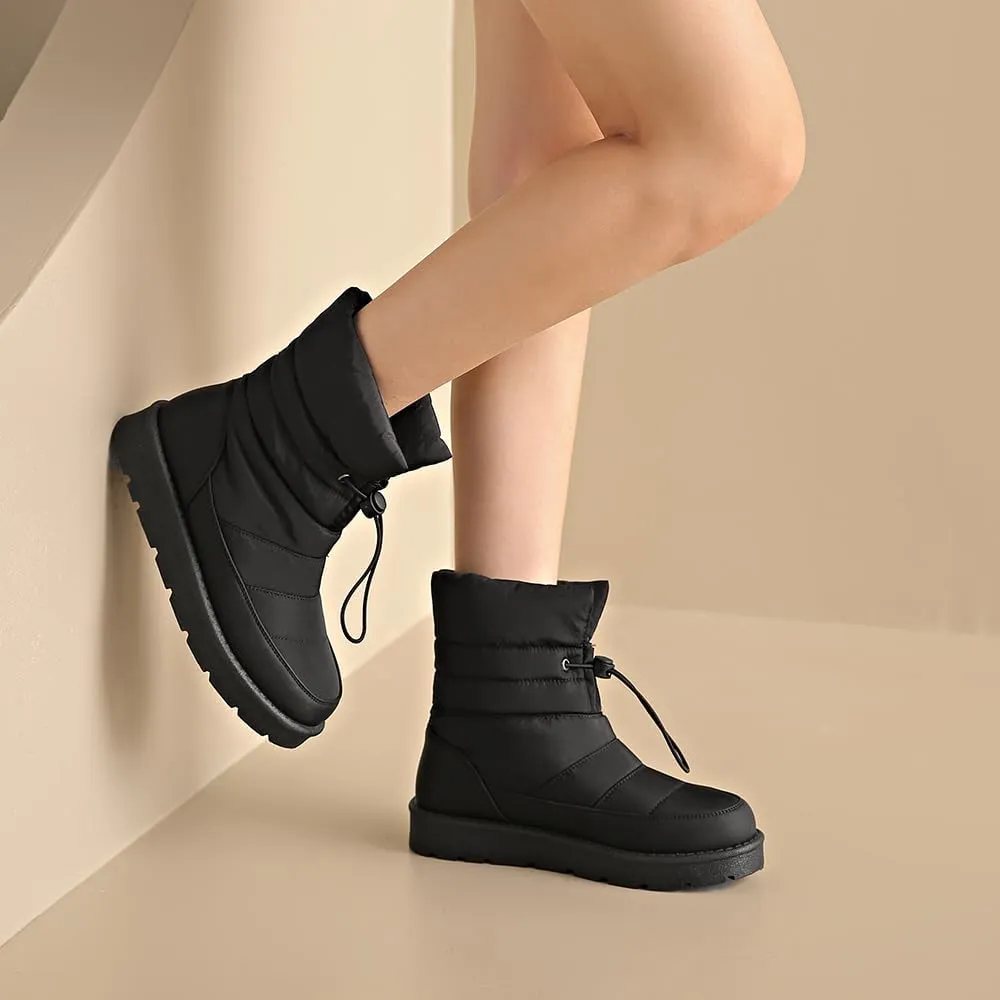 Women's Waterproof Mid-Calf Snow Boots Non-Slip Lace-up Winter Combat Boots