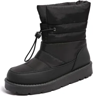 Women's Waterproof Mid-Calf Snow Boots Non-Slip Lace-up Winter Combat Boots