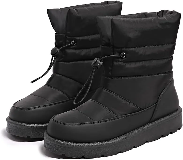 Women's Waterproof Mid-Calf Snow Boots Non-Slip Lace-up Winter Combat Boots