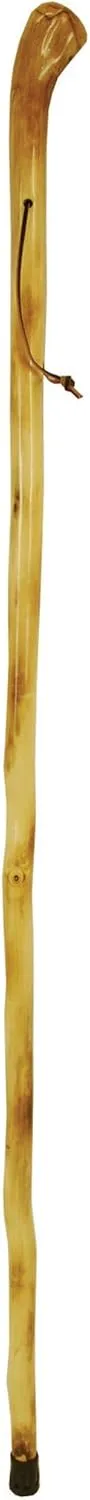 Wood Walking Trekking Hiking Pole Stick, Irish Shillelagh, Non Slip Rubber Tip, Leather Strap, 55"
