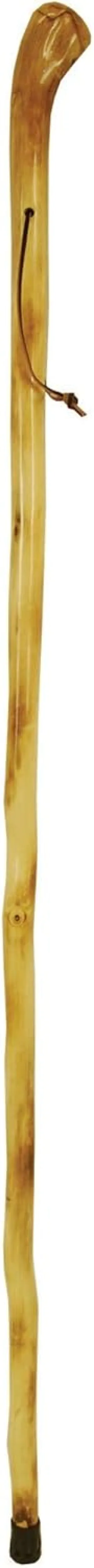 Wood Walking Trekking Hiking Pole Stick, Irish Shillelagh, Non Slip Rubber Tip, Leather Strap, 55"