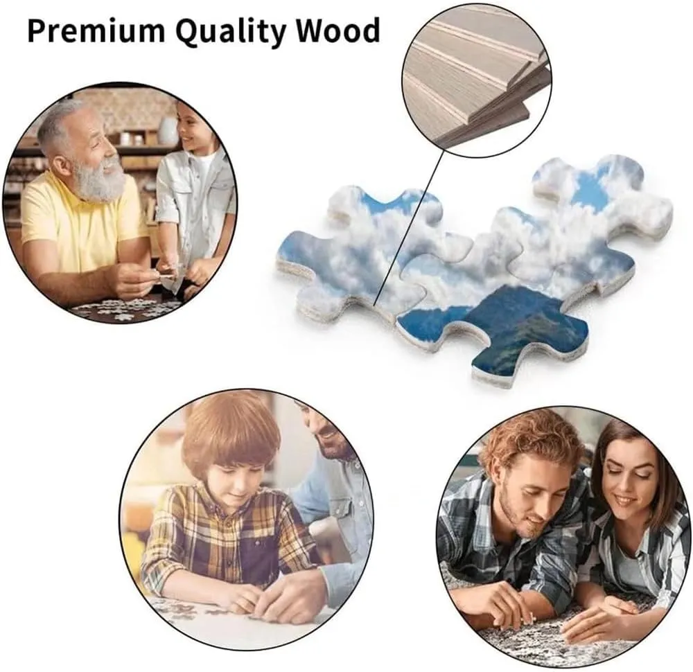 Wooden Puzzles for Adults 500 Pieces - Funny Jigsaw Puzzle Fall Lantern Pumpkins Sunflower Interactive Jigsaw Puzzle Wooden Puzzles,Gifts for Family and Friends Family Toys,Stress Reduction Games