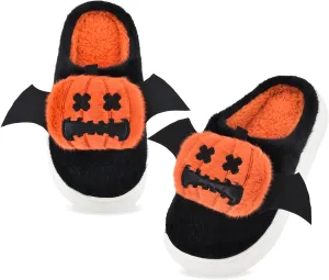 XIXITIAO Halloween Pumpkin Slippers for Womens Mens,Warm Spooky Lantern Pumpkin Slippers,Cozy Memory Foam Slippers,Soft House Slippers